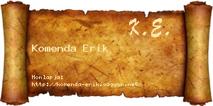 Komenda Erik névjegykártya